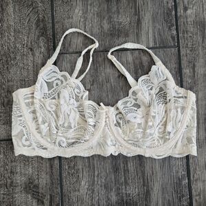 VTG Victoria Secret Vintage 1980s/90s Gold Label Unlined Lace Bra Size 36D/80